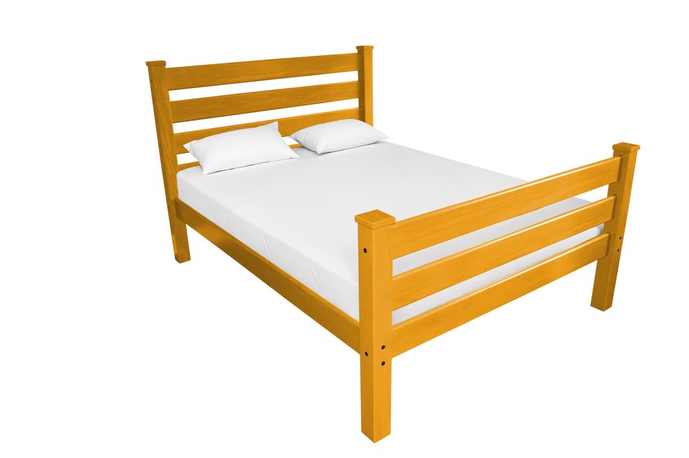 Orange Solid Wood Queen Bed Frame