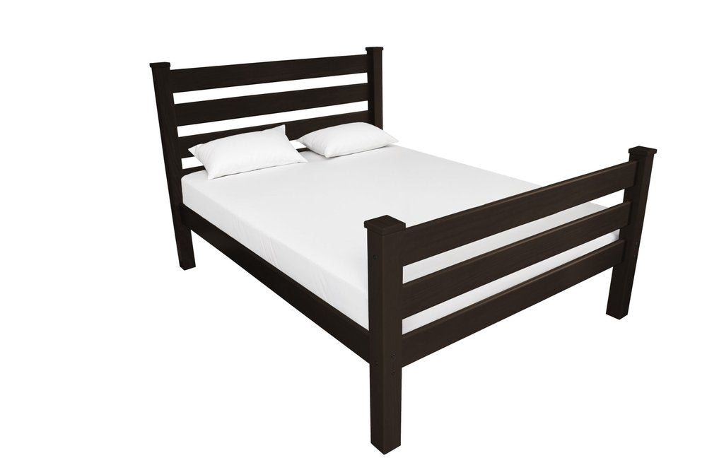 Brown Solid Wood Queen Bed Frame