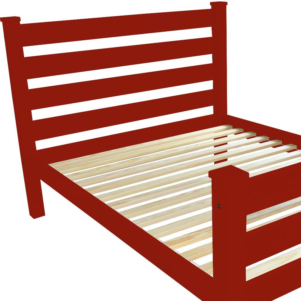 Red Solid Wood Queen Bed Frame
