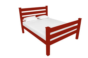 Red Solid Wood Queen Bed Frame