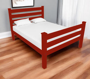 Red Solid Wood Queen Bed Frame