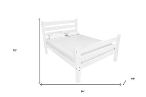 White Solid Wood Queen Bed Frame