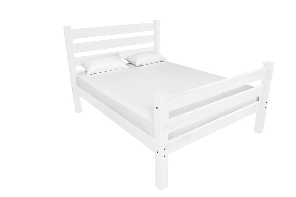 White Solid Wood Queen Bed Frame