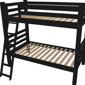 Black Twin Over Twin Solid Wood Bunk Bed