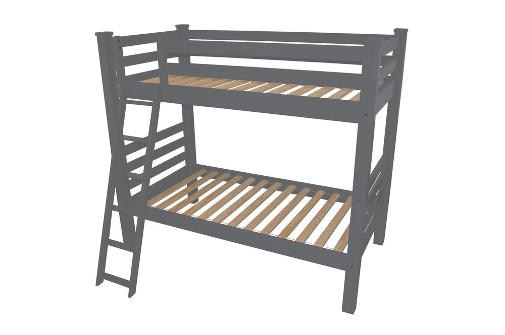 Gray Twin Solid Wood Bunk Bed