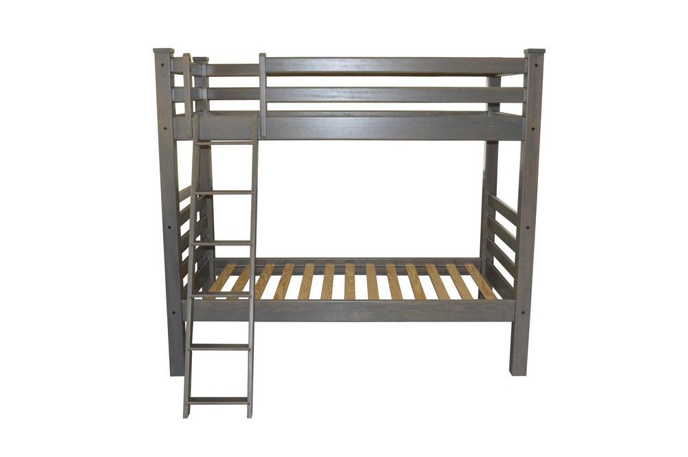 Gray Twin Over Twin Solid Wood Bunk Bed