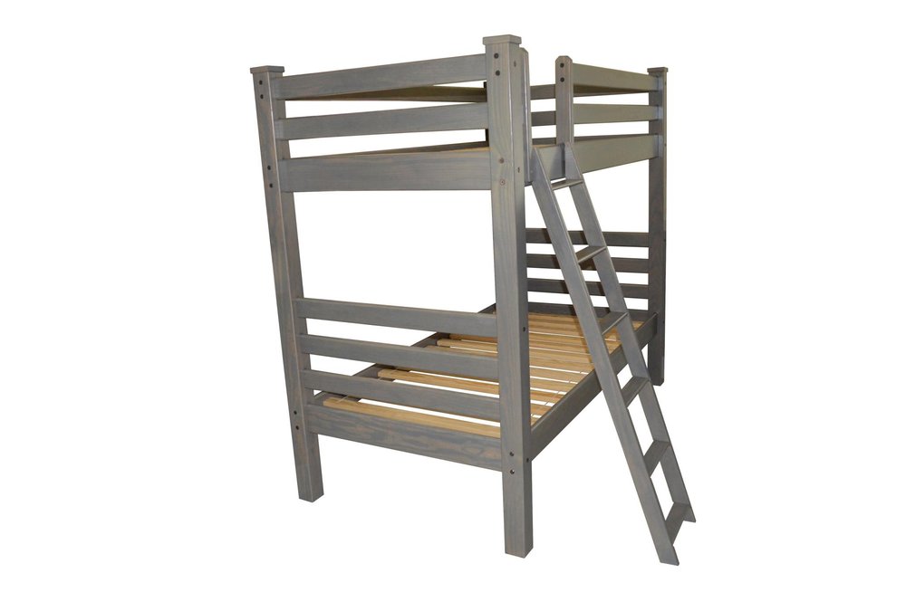 Gray Twin Over Twin Solid Wood Bunk Bed