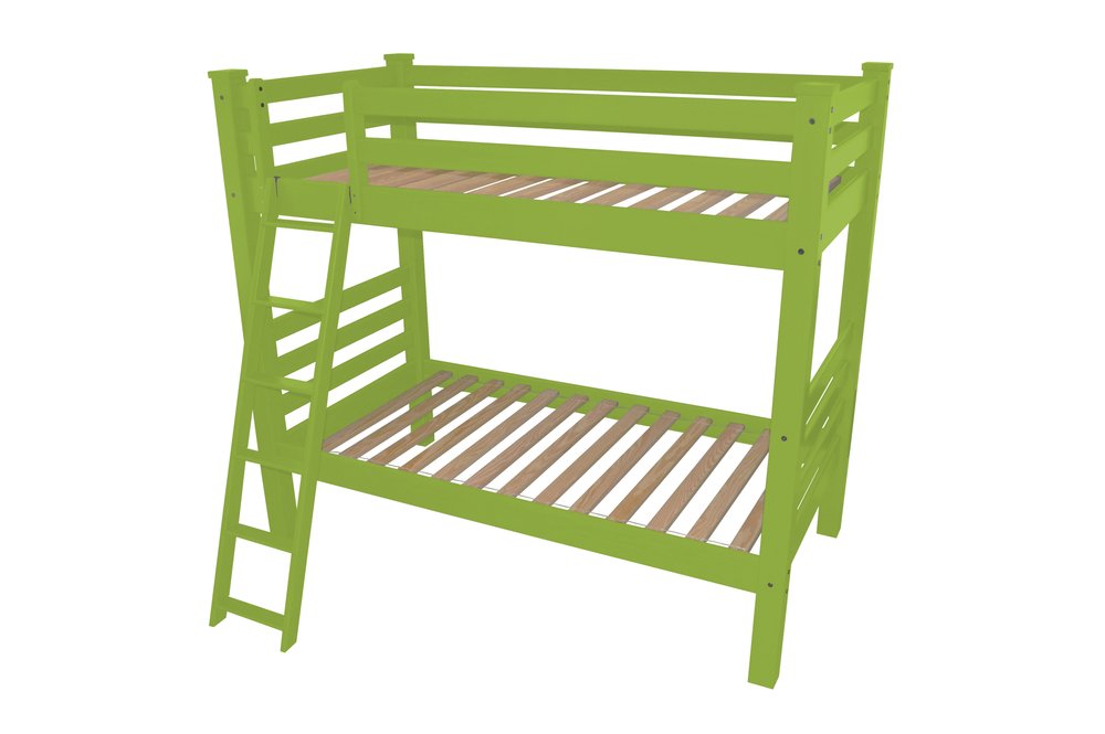 Green Full Traditional Solid Wood Bunk Bed