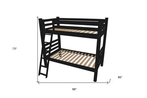 Black Queen Over Queen Solid Wood Bunk Bed