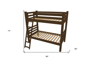 Brown Queen Traditional Solid Wood Bunk Bed