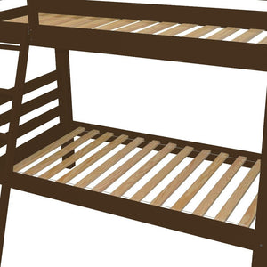 Brown Queen Solid Wood Bunk Bed