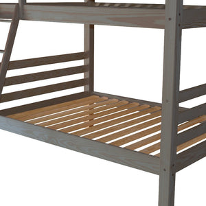 Gray Queen Over Queen Solid Wood Bunk Bed