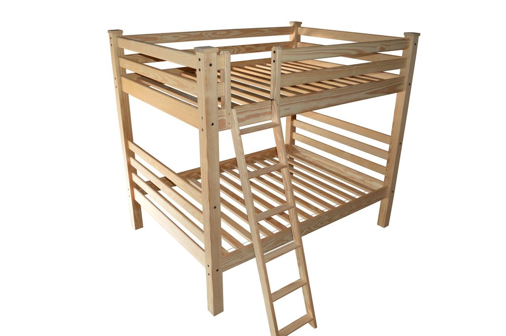 Natural Queen Over Queen Solid Wood Bunk Bed