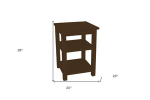28" Dark Brown Solid Wood Nightstand