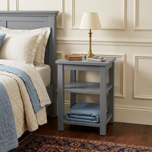 28" Gray Solid Wood Nightstand
