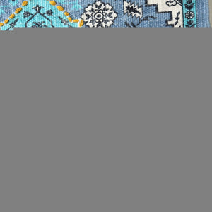 26" X 45" Blue Aqua And Ivory Flower Floral Cotton Macrame Hanging Tapestry
