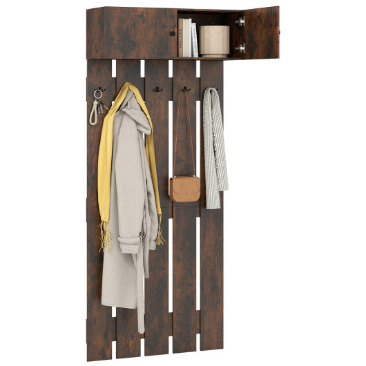 Entryway Wall Coat Rack Wall Mounted Coat Clothes Rack-Rustic Brown
