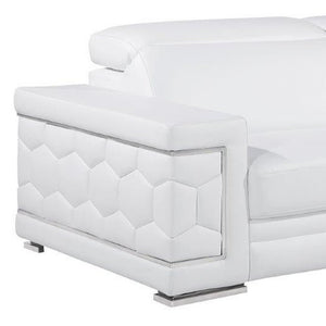 89" White Leather Sofa