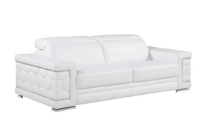 89" White Leather Sofa