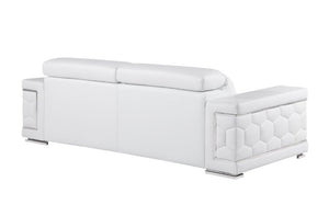 89" White Leather Sofa