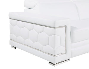 89" White Leather Sofa