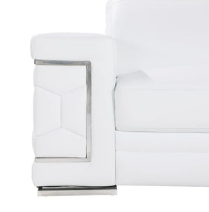 89" White Leather Sofa