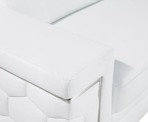89" White Leather Sofa