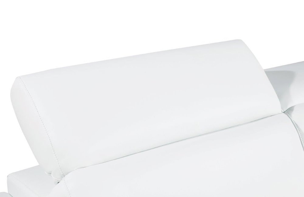 89" White Leather Sofa