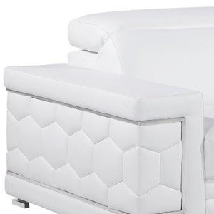 89" White Leather Sofa
