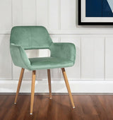 22" Green and Brown Velvet Arm Chair