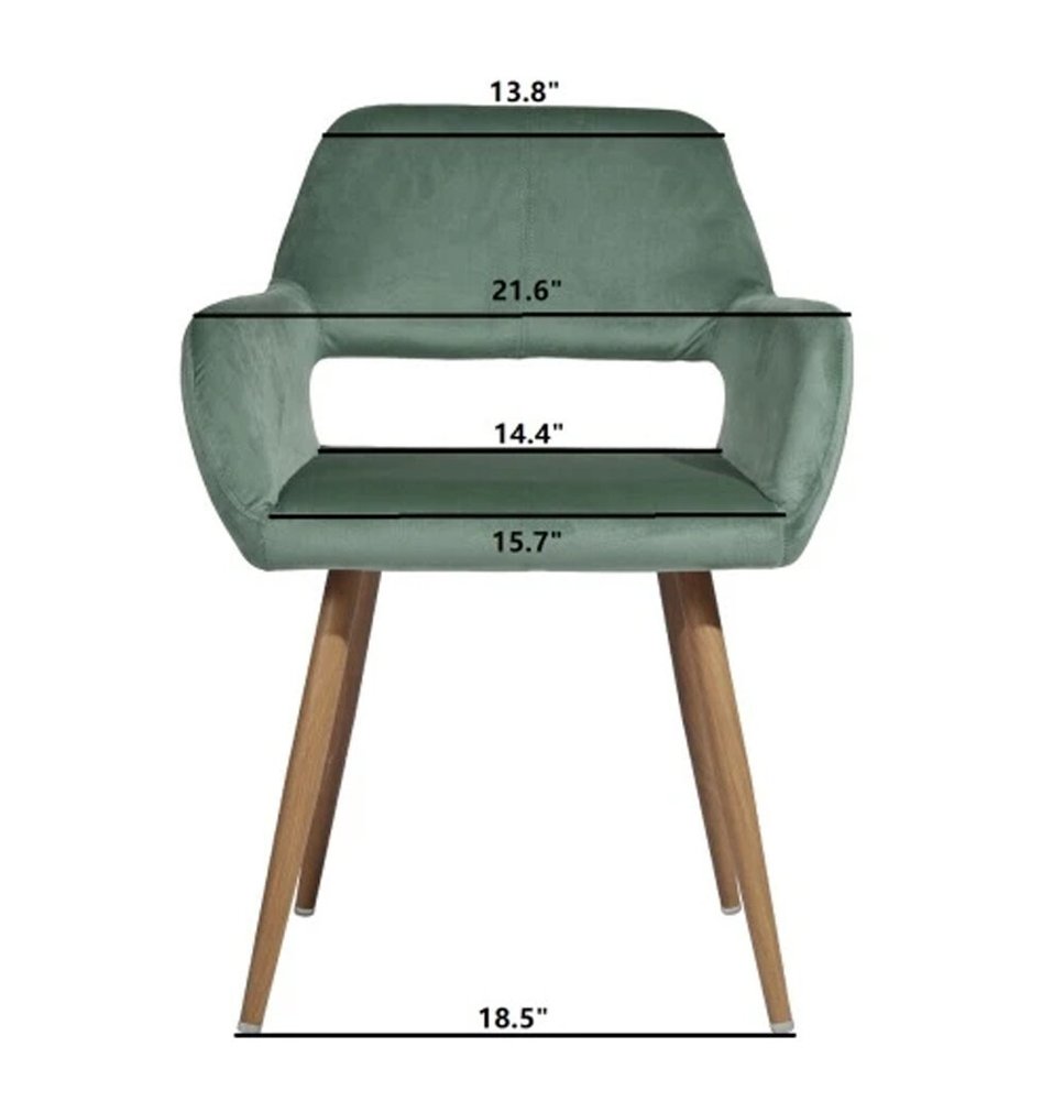 22" Green and Brown Velvet Arm Chair