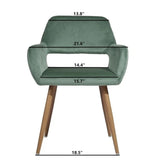 22" Green and Brown Velvet Arm Chair