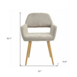 22" Gray and Brown Upholstered Arm Chair