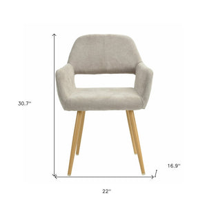 22" Gray and Brown Upholstered Arm Chair