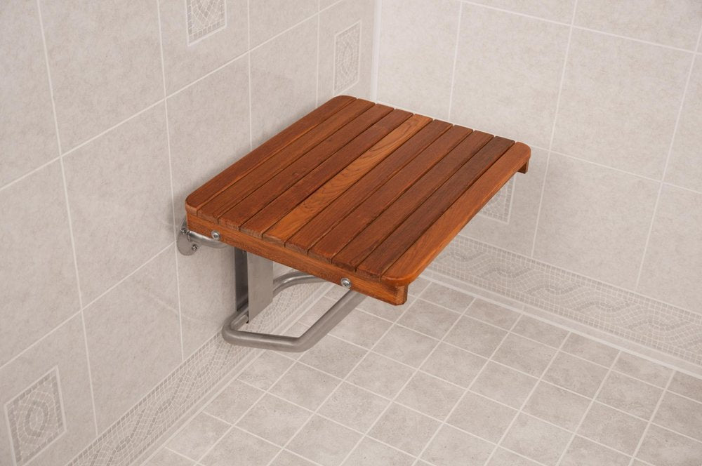 14" X 22" Brown Teak Rectangular Shower Bench