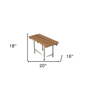 18" X 20" Brown Teak Rectangular Shower Bench
