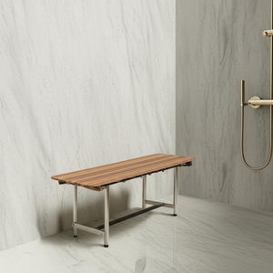 18" X 34" Brown Teak Rectangular Shower Bench