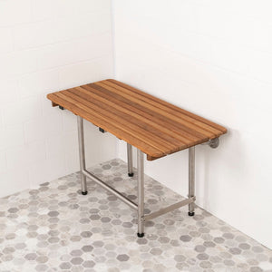 18" X 36" Brown Teak Rectangular Shower Bench