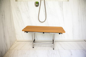 18" X 36" Brown Teak Rectangular Shower Bench