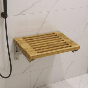 13" X 30" Brown Teak Wall Mount Rectangular Shower Bench