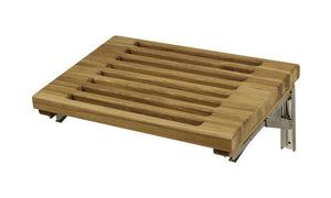 13" X 30" Brown Teak Wall Mount Rectangular Shower Bench