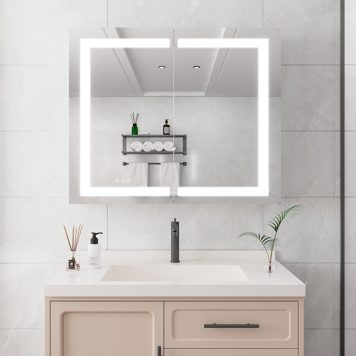 Medicine Cabinet With LED Vanity Mirror, Anti-Fog, Waterproof, Dimmable With Touch Switch by Couch.com
