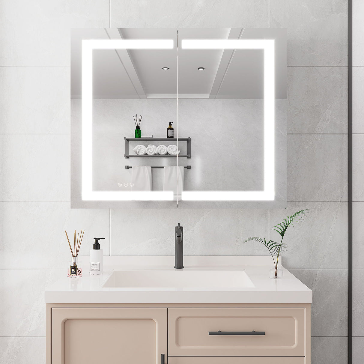 Medicine Cabinet With LED Vanity Mirror, Anti-Fog, Waterproof, Dimmable With Touch Switch by Couch.com
