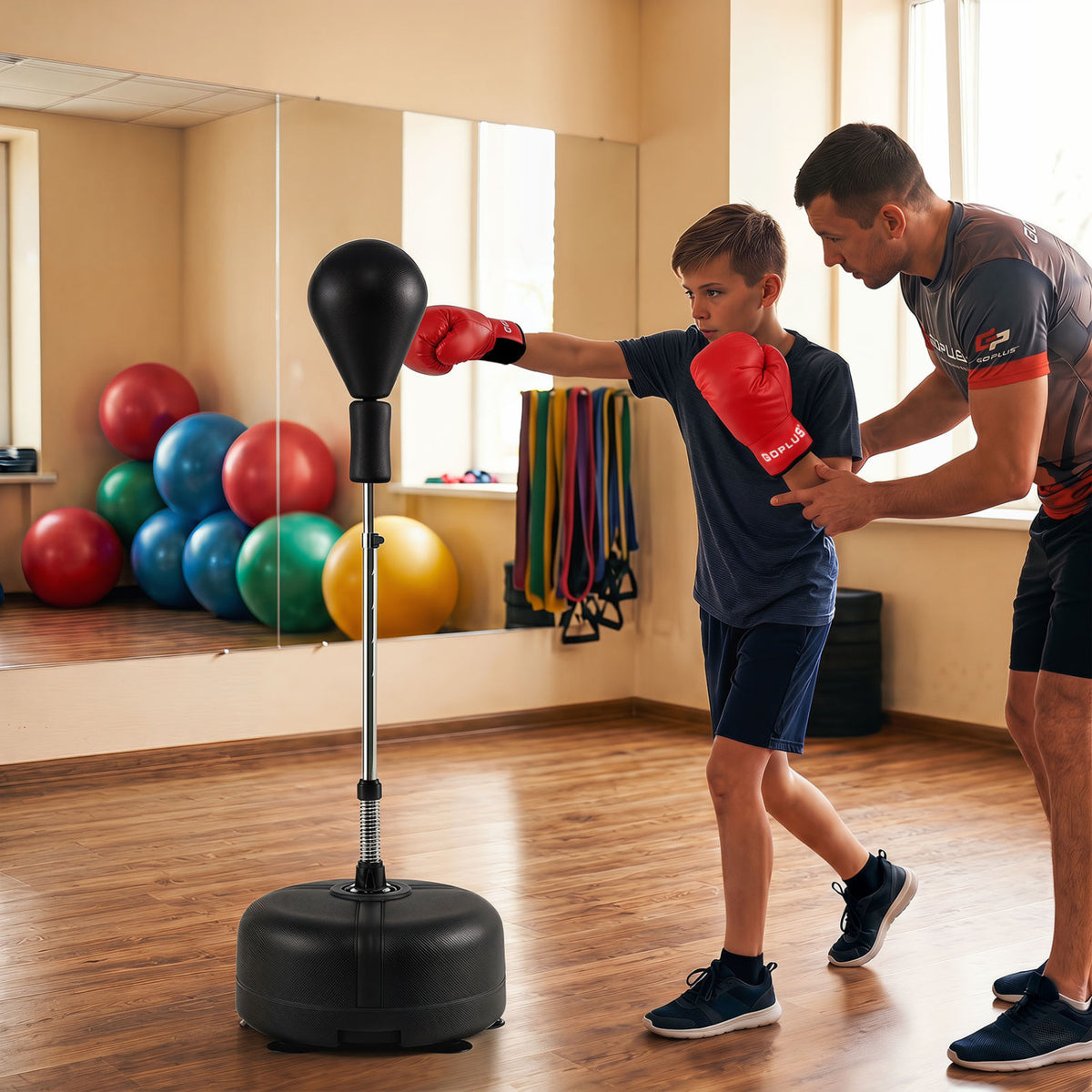 54.5"-62" Height Adjustable FPunching Bag with Stand for Teens and Adults-Black