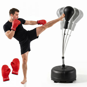 54.5"-62" Height Adjustable FPunching Bag with Stand for Teens and Adults-Black