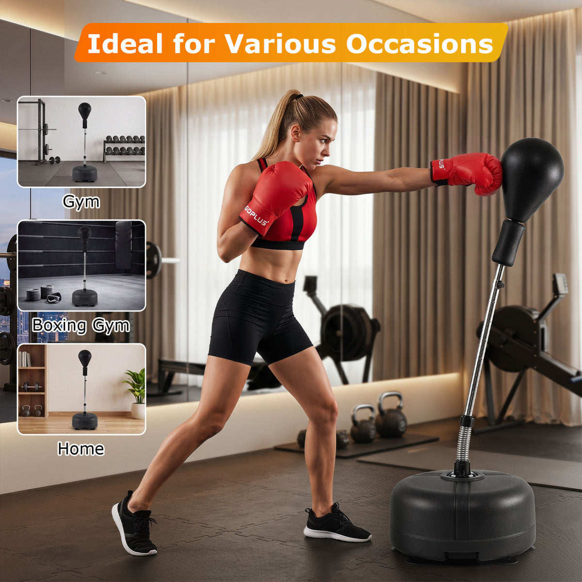 54.5"-62" Height Adjustable FPunching Bag with Stand for Teens and Adults-Black