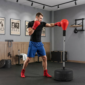 54.5"-62" Height Adjustable FPunching Bag with Stand for Teens and Adults-Red