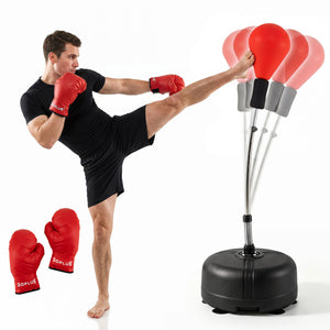 54.5"-62" Height Adjustable FPunching Bag with Stand for Teens and Adults-Red