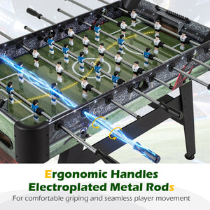 54 Inch Full Size Foosball Table for Home Game Room with 2 Balls and Ergonomic Handles