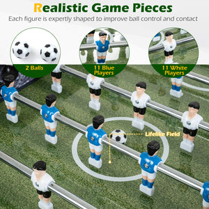 54 Inch Full Size Foosball Table for Home Game Room with 2 Balls and Ergonomic Handles